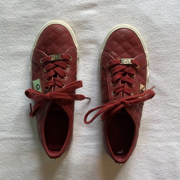 “G” Los Angeles – Guess Burgundy ‘Quilted’ Sneakers w/ Matching Laces  Size 7M - Picture 2 of 12